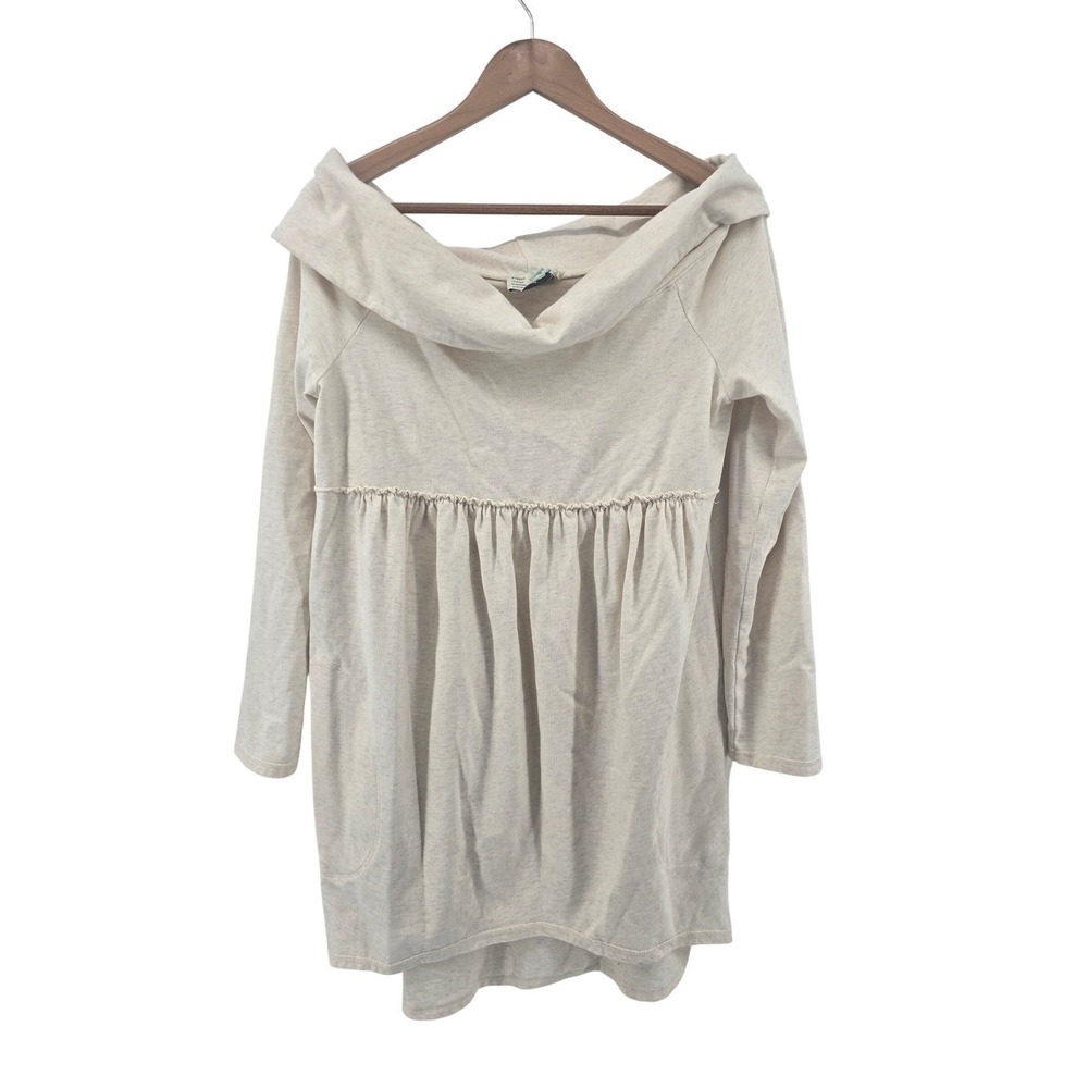 Saturday Sunday Tunic Womens Small Cream Off Shoulder Babydoll Empire Waist Boho